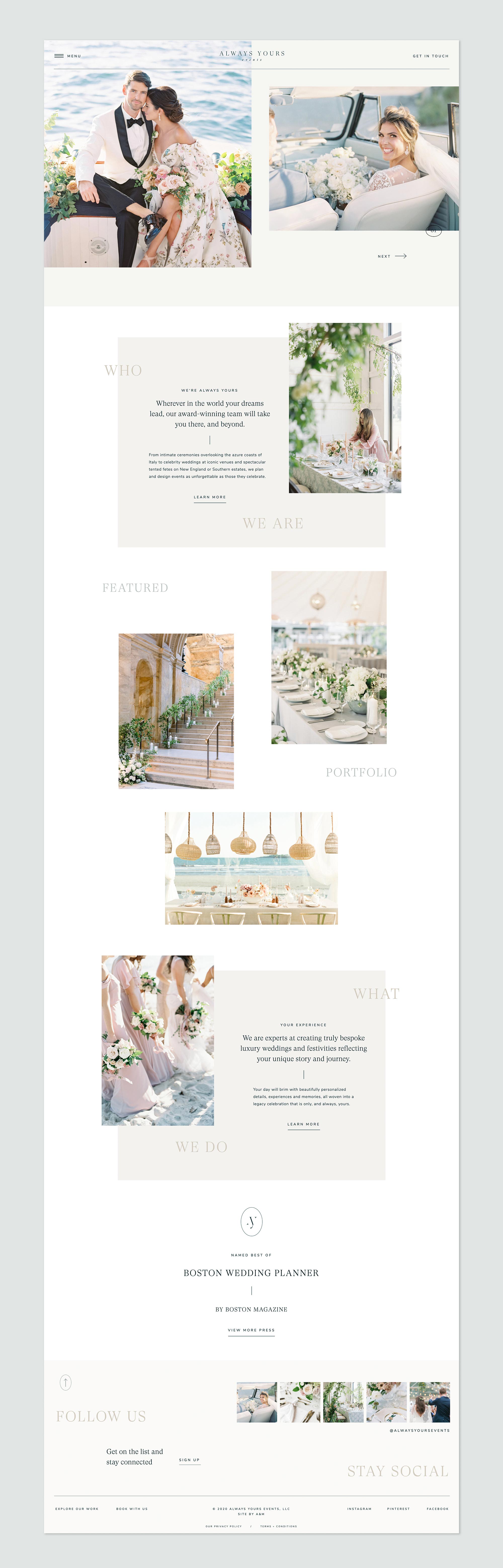 Always Yours Events Branding Website Design For Creatives Wedding 
